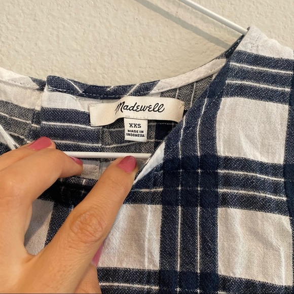 Madewell Plaid Buttonback Tie Tee sz XXS - Picture 5 of 9